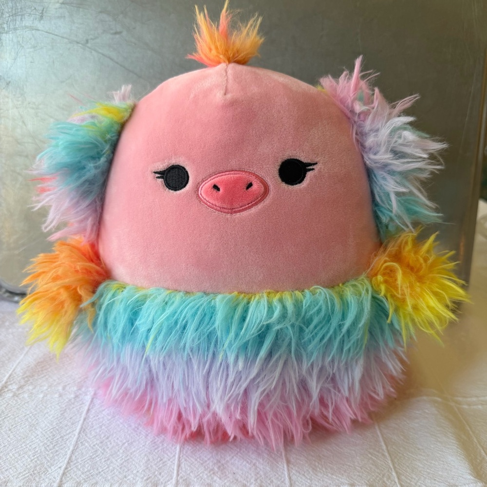 10" Squishmallow Elda the Ostrich with Rainbow feathers plushie